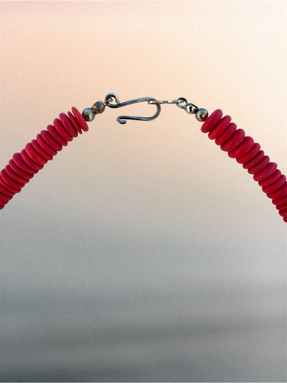 Hand Crafted Red Pepper and Green Leaf Wooden Beads Statement 20” Necklace - Picture 5 of 5